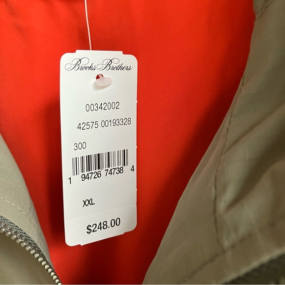 Brooks Brothers Water Repellent Windbreaker Size XXL Olive Green Hooded Jacket - Picture 8 of 14